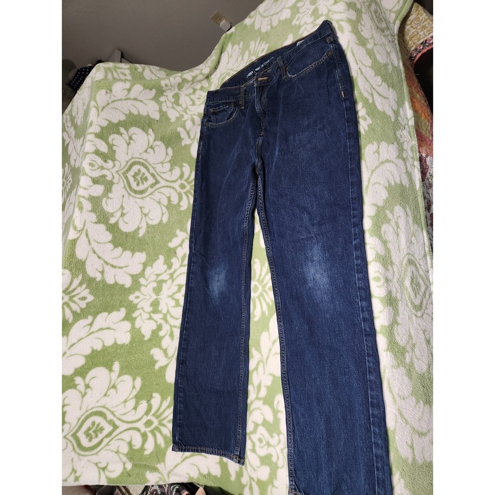 Old Navy Regular Standard Straight Leg Jeans Mens 38X32 Dark Wash Blue Denim